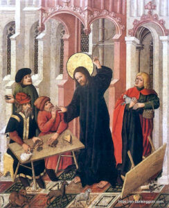 A Brief History of Banking: An Evolutionary Journey 3 This 15th-century painting depicts money-dealers at a banca (bench) during the Cleansing of the Temple